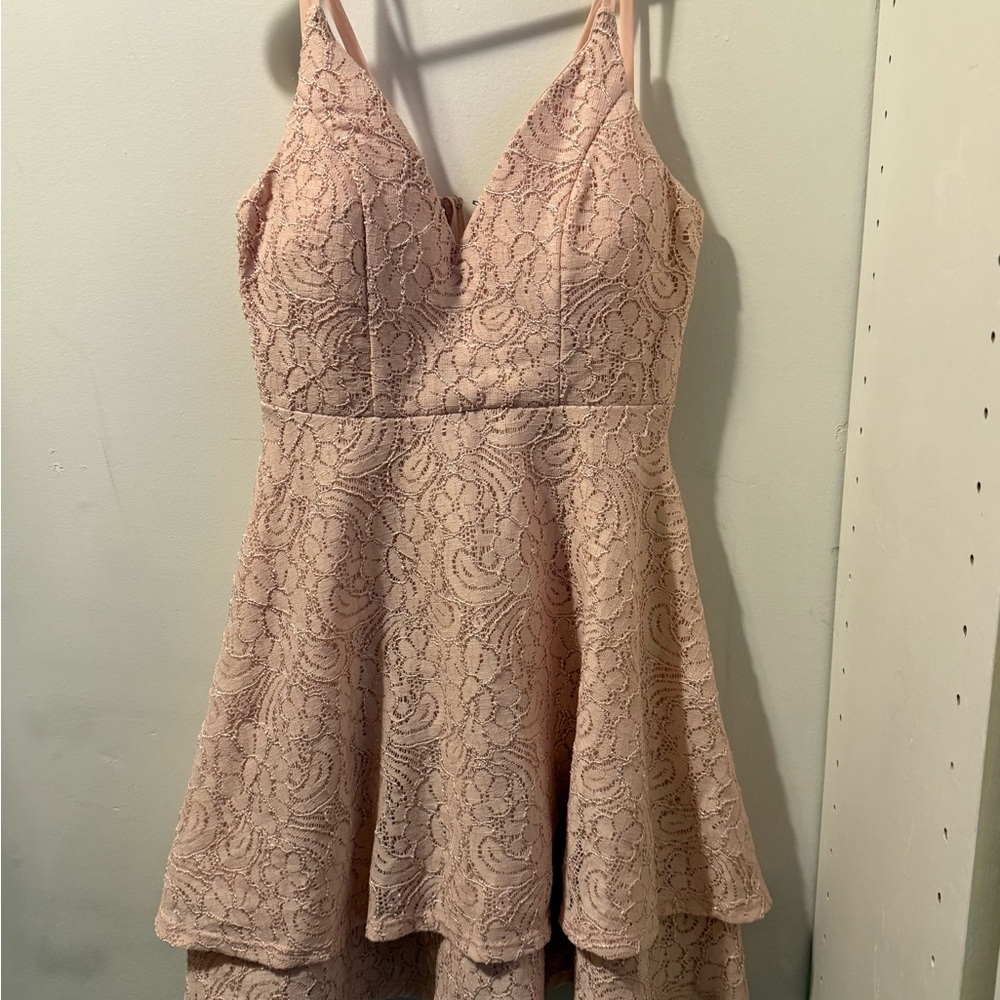 Lace Sleeveless Dress in Blush Pink